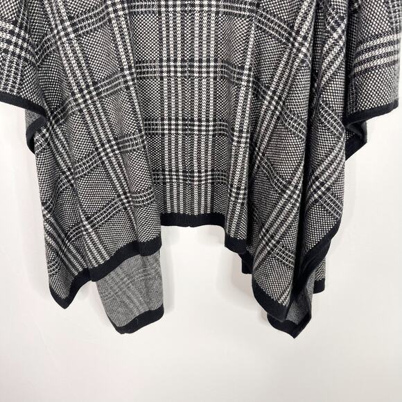 Soft Joie Black Gray Glen Plaid Wool Poncho Wrap Sweater One Size OS Shrug - Picture 8 of 11